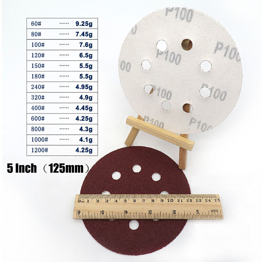 5″ Hook And Loop Sanding Discs 40~2000 Grit 125mm 8 Holes Orbital Red Sandpaper