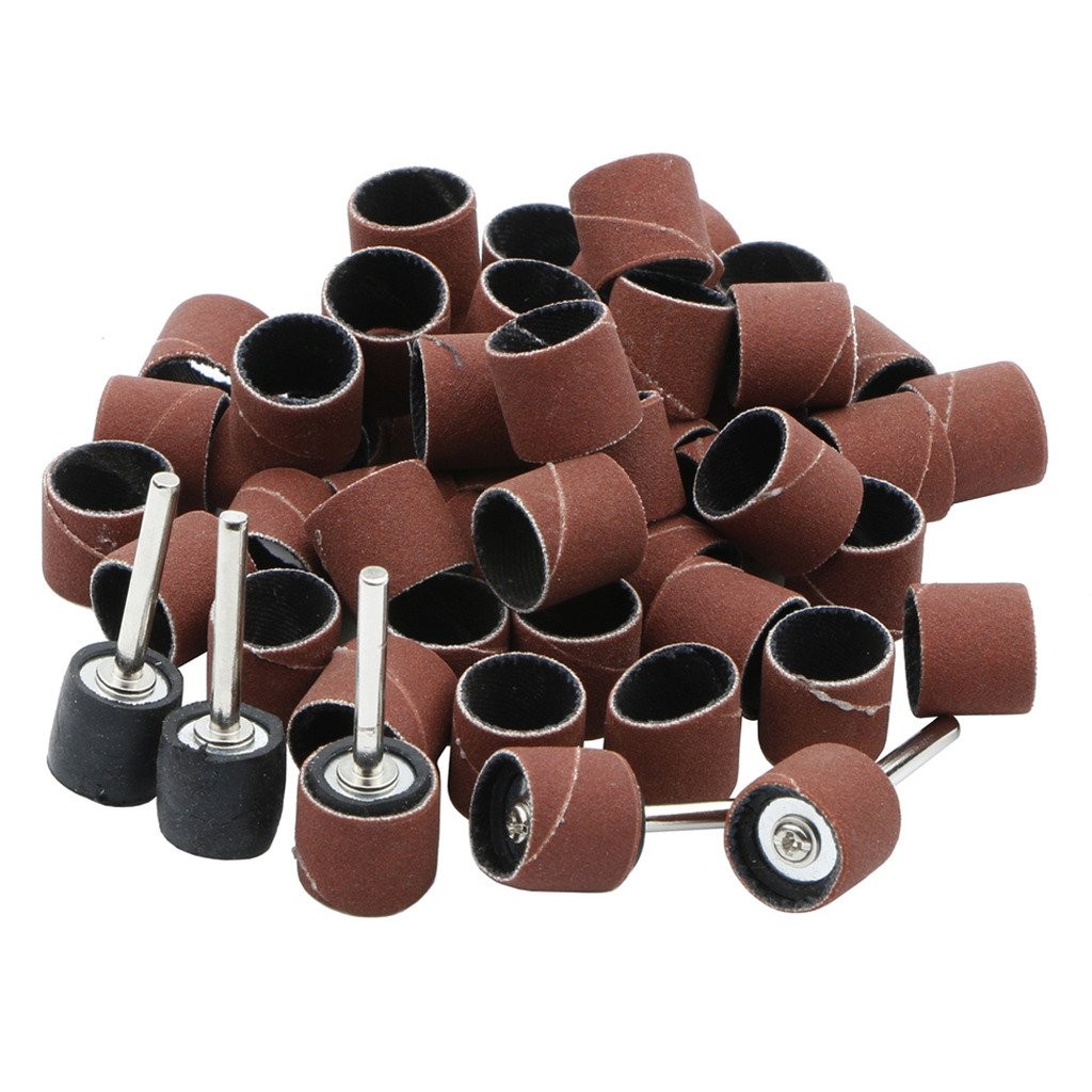 50 PCS 1/2″ 400 Grit Sanding Bands with 5 Mandrels for Nail Drill Dremel