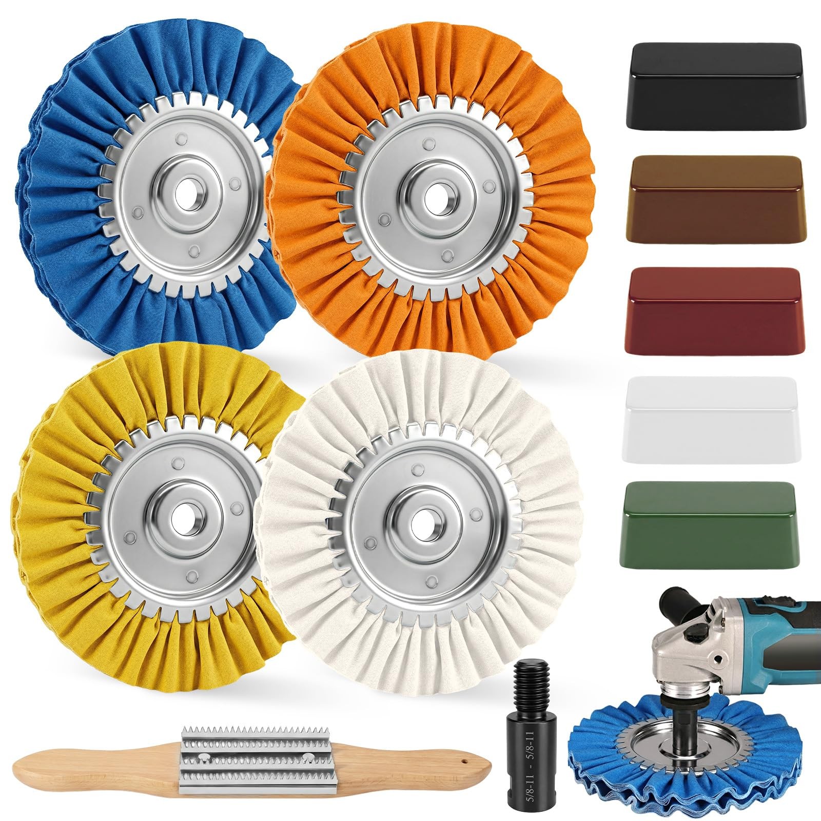 Wewink Plus Upgrade 8″ Airway Buffing Wheel, 11Pcs Aluminum 8 inches