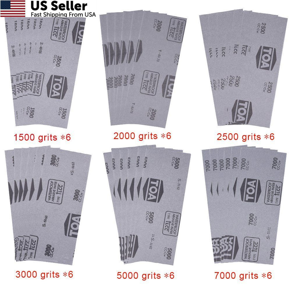 AUSTOR 36 Pieces Sandpaper 1500 2000 2500 3000 5000 9 x 3.6 inches, Brown