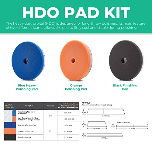 HDO Foam Polishing Pad Kit (3-Pack) – Premium Heavy Duty Orbital 6.5″ 3 Pack