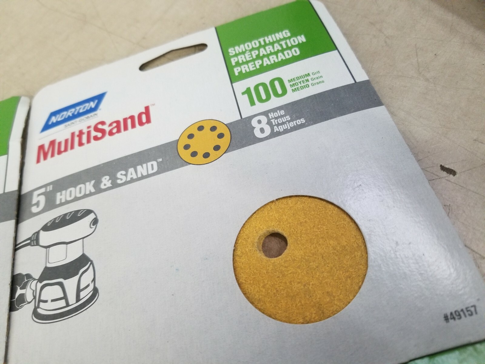 Lot of 16 – Norton Abrasives 100 Grit Disc 5″ 8 Hole, No 49157 (4/Pack)