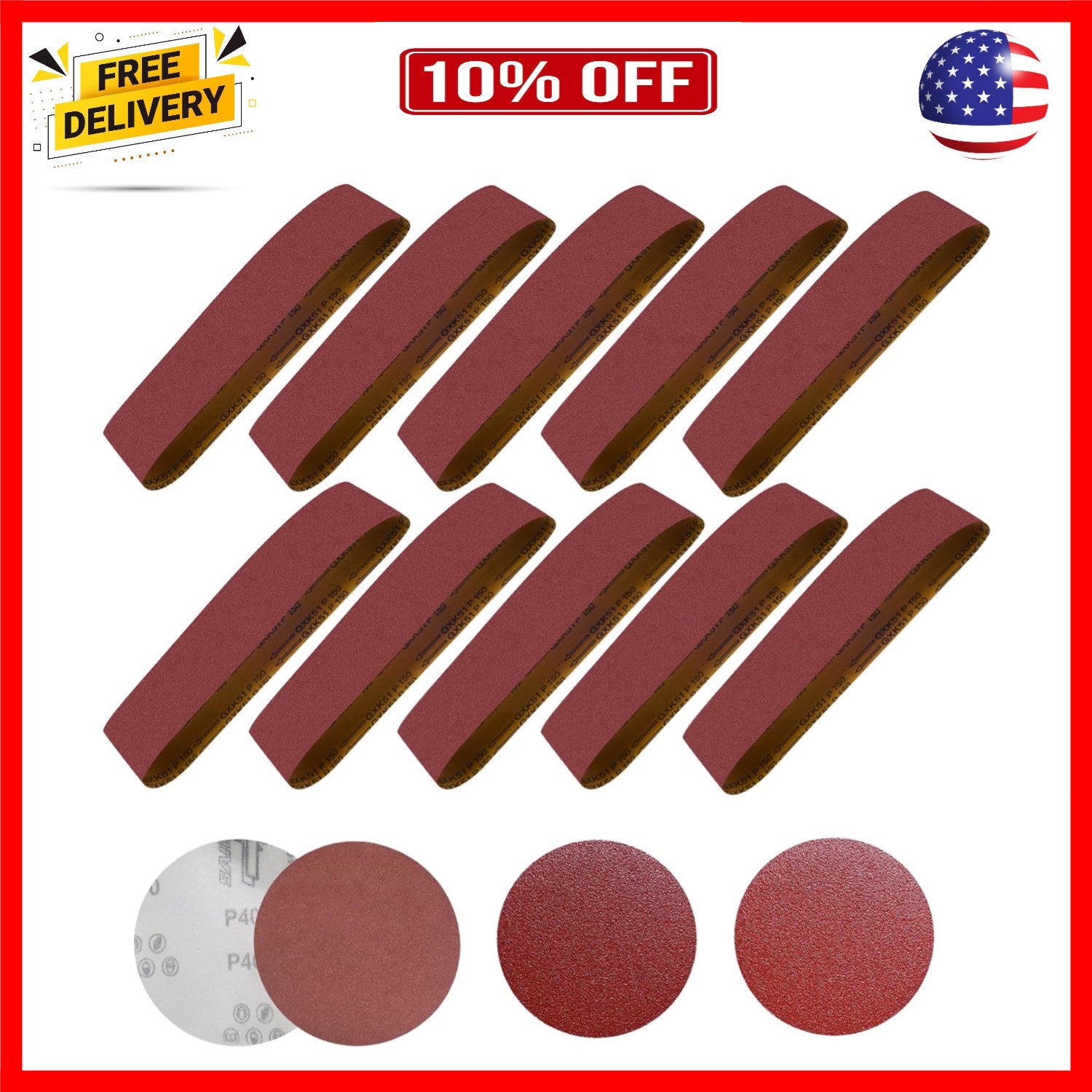 4 x 36 Inch Sanding Belts 10 Pieces Aluminum Oxide Sander Belts80/120/150/240…