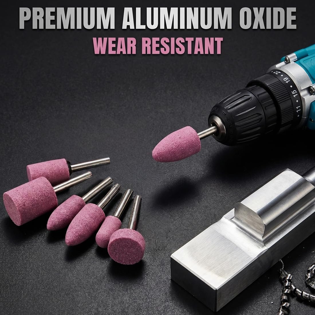 10 PCS 1/4 Inch Shank Abrasive Mounted Grinding Stone Bit Metal Tool Kit Kit