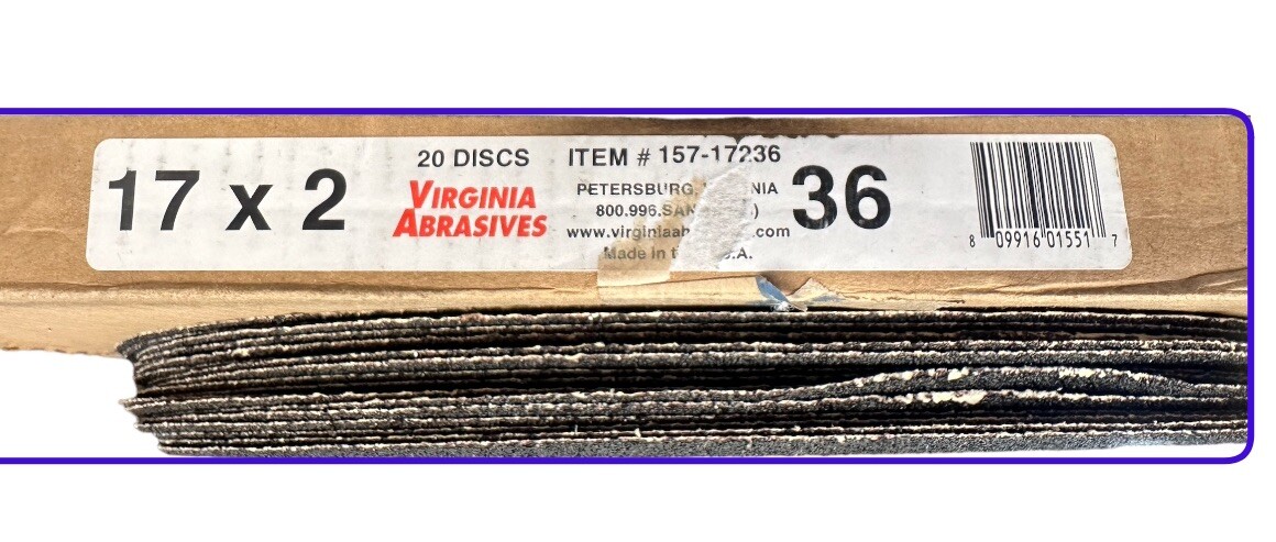 Virginia Abrasives Discs, PROF. 17 x 2 36 157-17236 Silicon Abrasives Box W/20