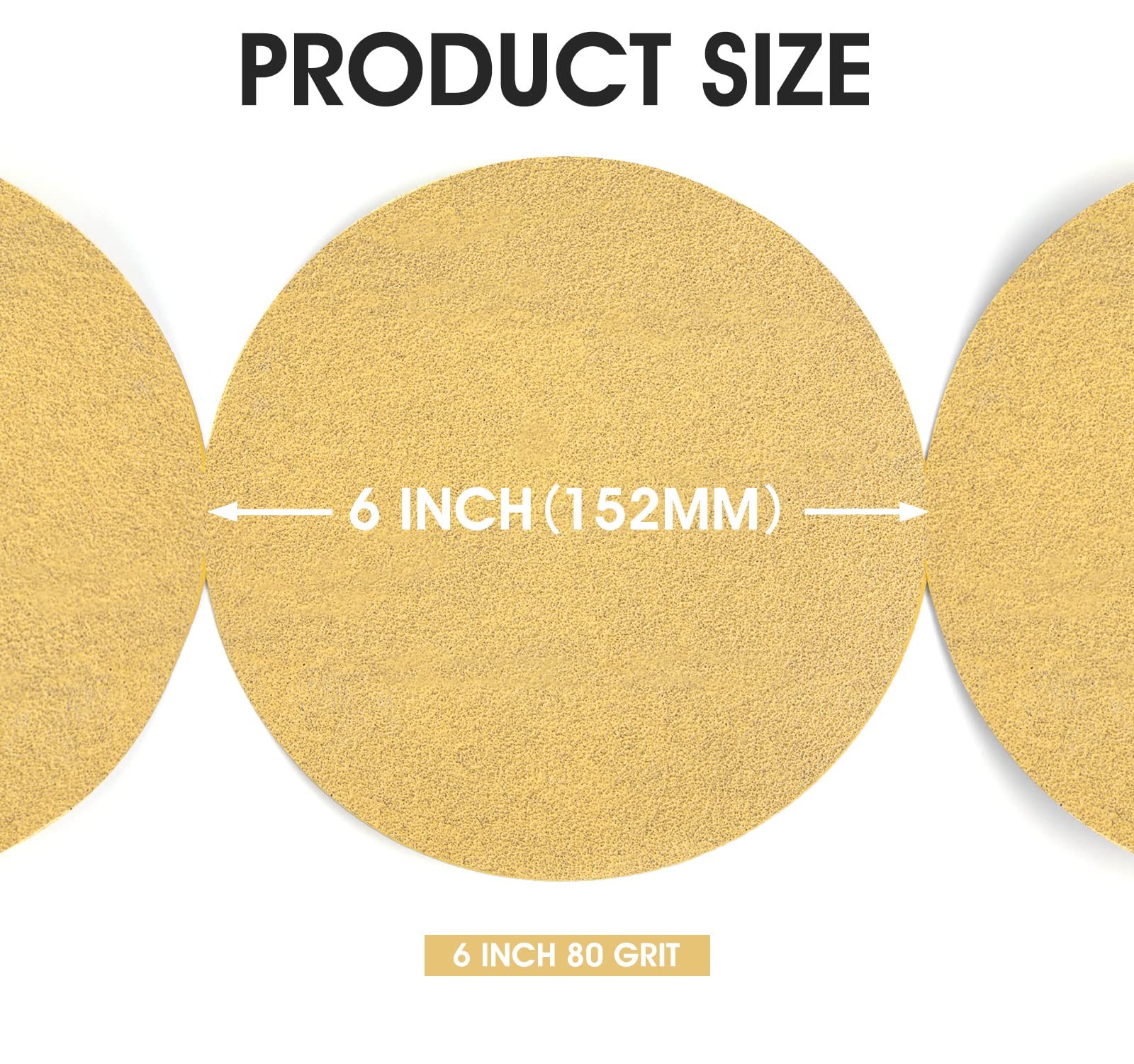 MIDO PROFESSIONAL ABRASIVE PSA Sanding Discs 6 Inch 100 PCS 6 inch, Yellow