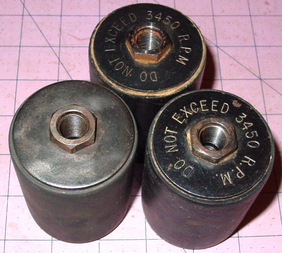 3 Sanding Drums Cylindrical Barrel Screw On Rubber Hubs Tool Attachments Lot