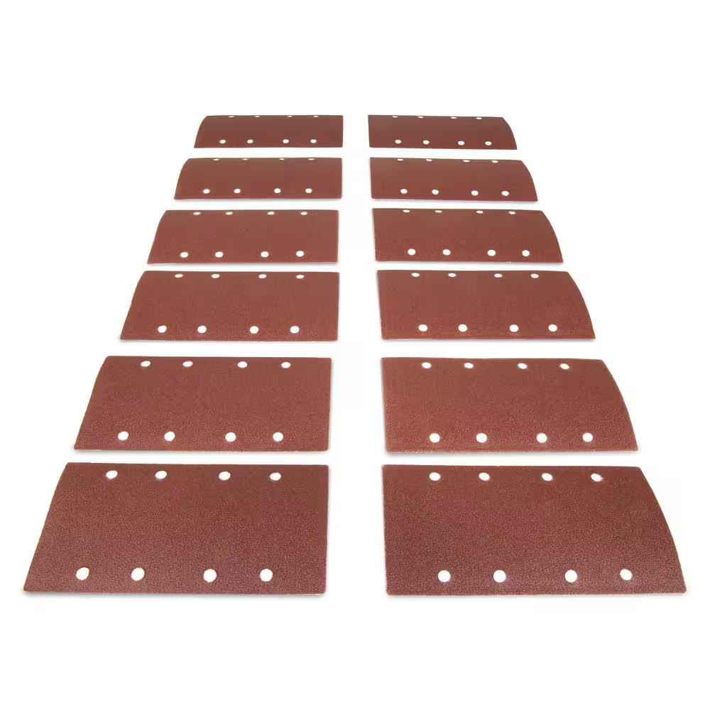 1/3 Sheet Sander Hook-And-Loop Sandpaper Assorted Grits (12-Pack)
