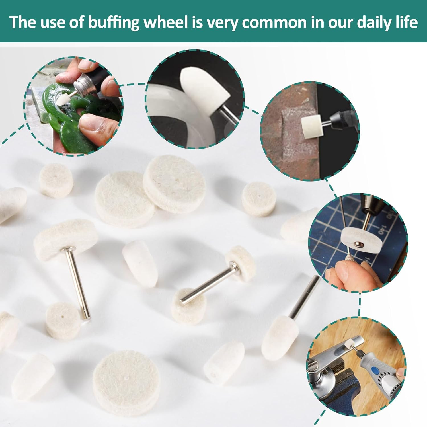 Sukh 145PCS Wool Felt Polishing Pad – Felt Buffing Pad Wool Polishing Bits Buffi