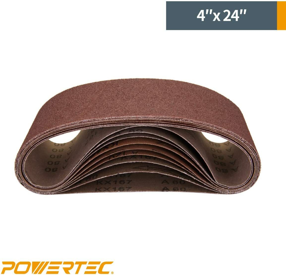 POWERTEC 12pcs 4 x 24″ A/O Sanding Belt Assortment (60,80,120,180,240,400 Grit)