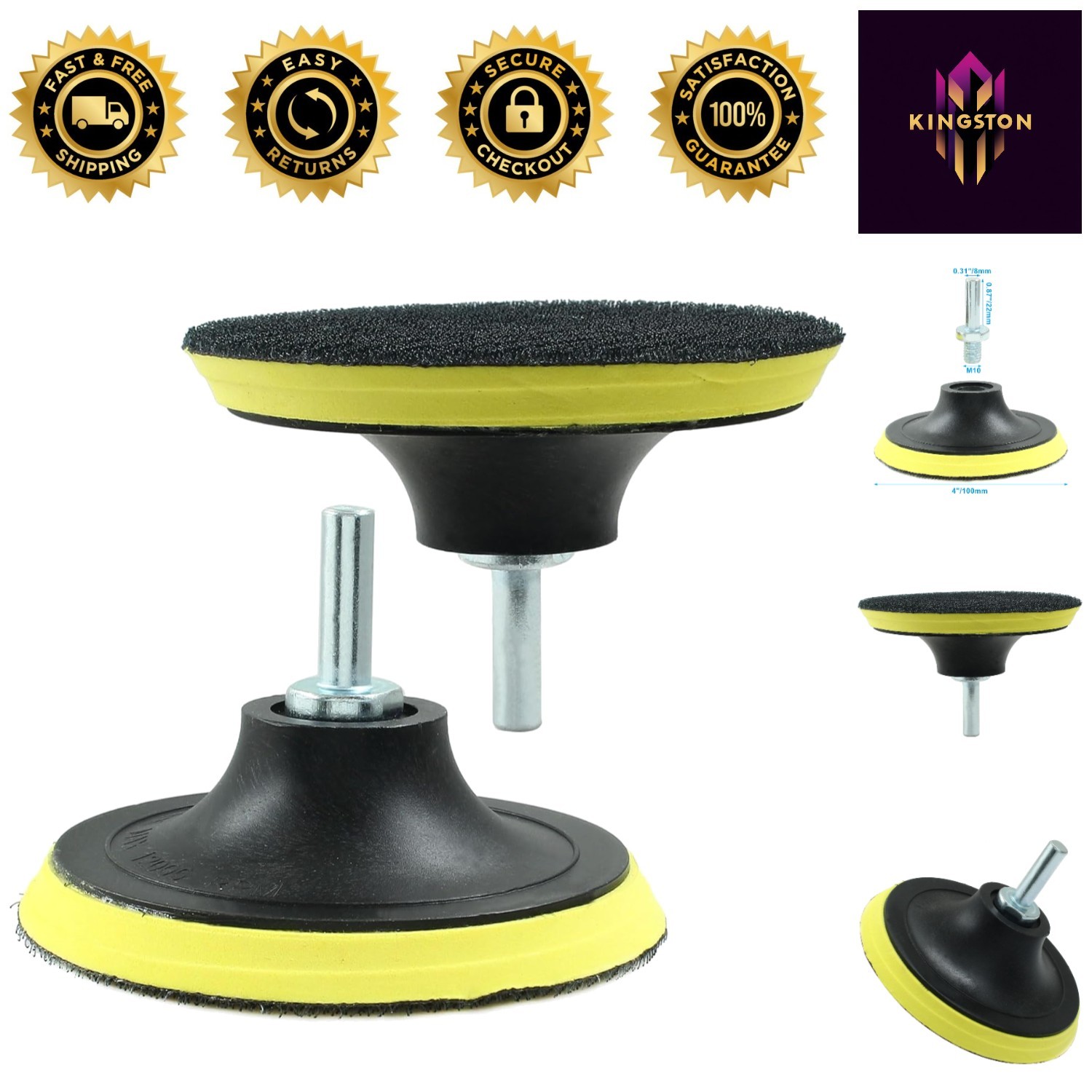 Durable 4-Inch Hook and Loop Backing Pads Set – Ideal for Polishing and Buffing