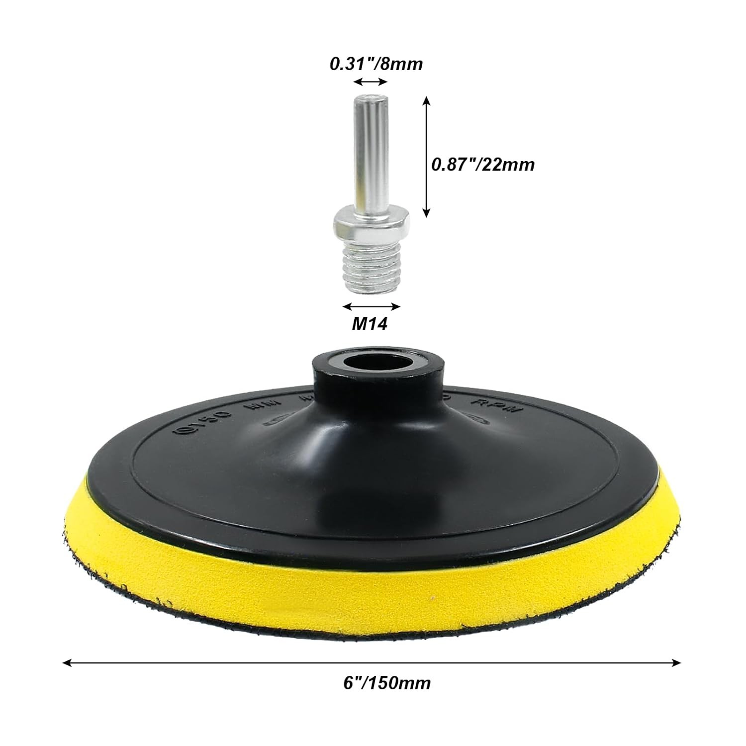 6 Inch Hook & Loop Backing Pad Orbital Sander Polisher Sanding Pad with M14 D…