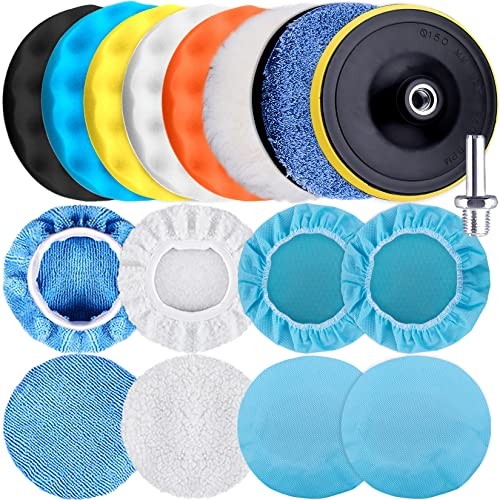 17 Pieces Buffing Pads Foam Polishing Pad Wax Buffer Polish Pads 3 Inch