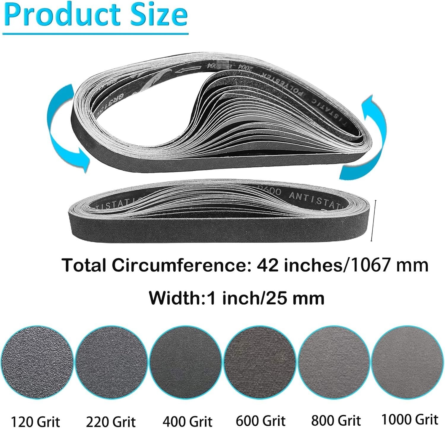 12 Pack 1 x 42 Inch Silicon Carbide Sanding Belts Assortment -120 240 400 600…