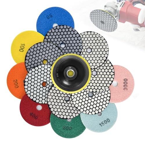 Dry Diamond Polishing Pads,5 Inch Polishing Pads Set of 8 Pieces Plus 5 INCH