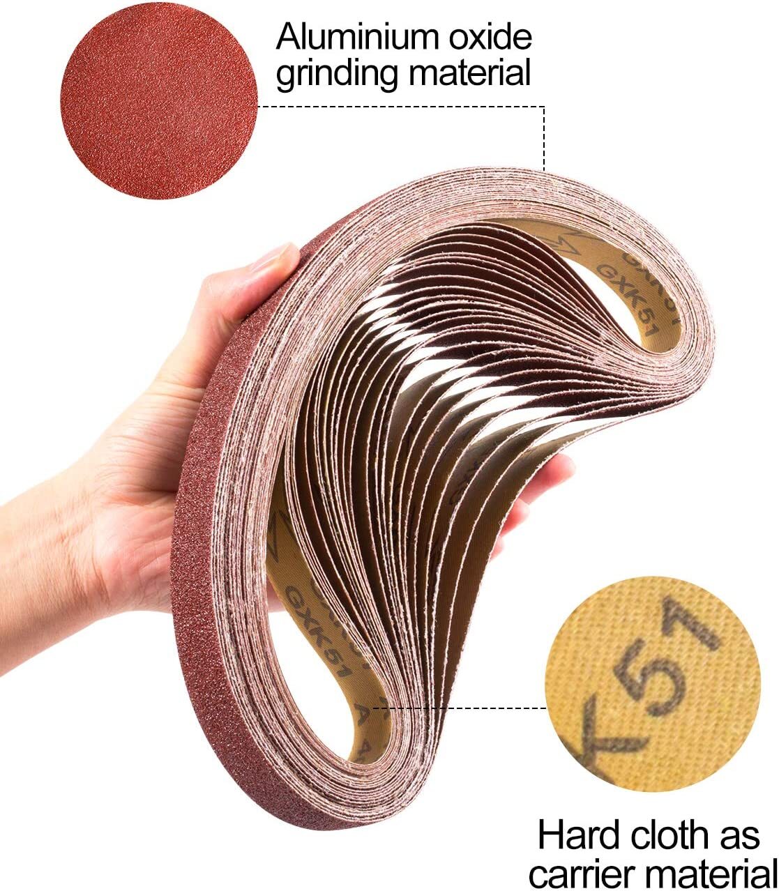 18PCS 1×42 In Aluminum Oxide Sanding Belts Assortment 60 80 120 150 240 400 Grit