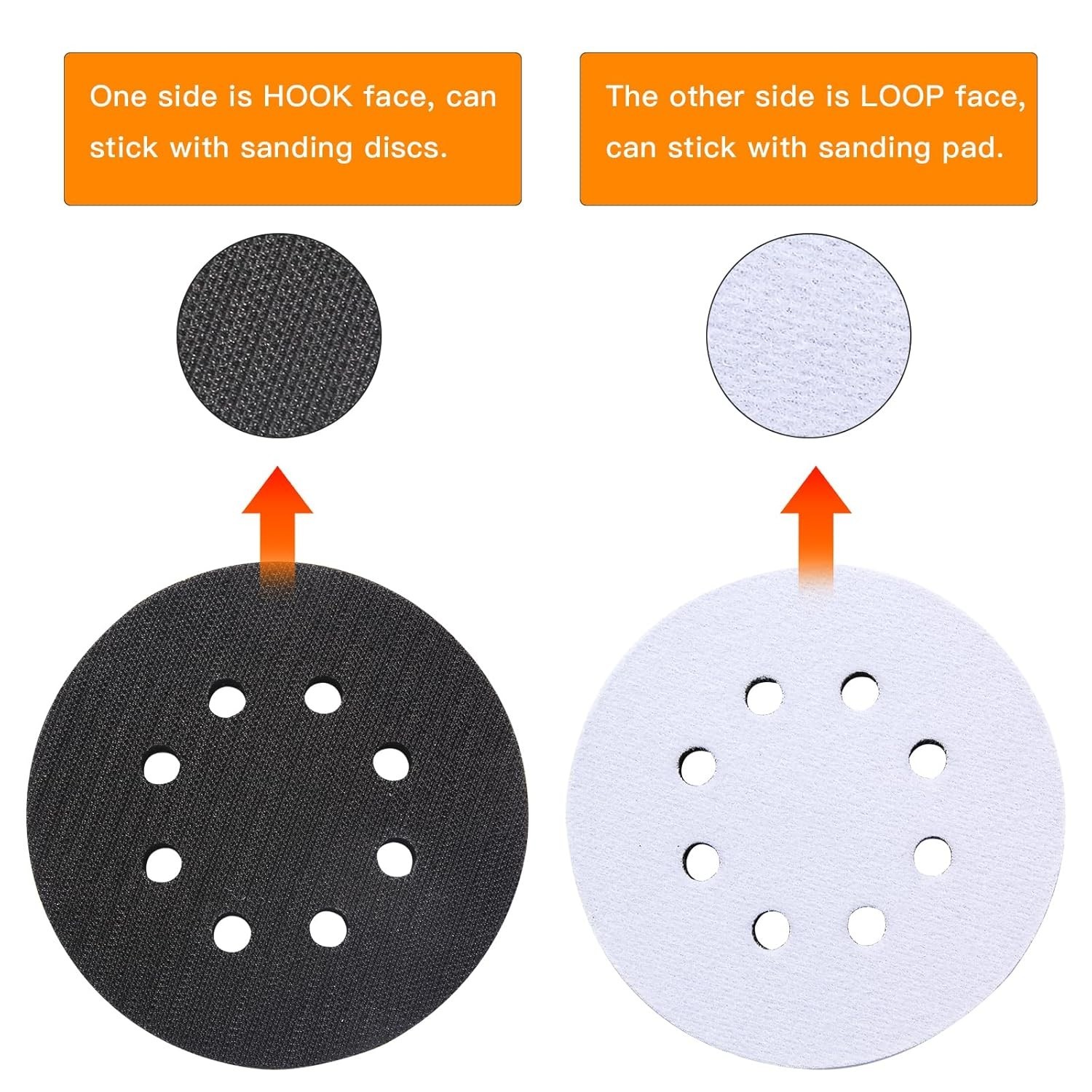 6pc 5″ 8 Holes Interface Pads Orbital Sander Sanding Foam Pad Hook Loop Buffer