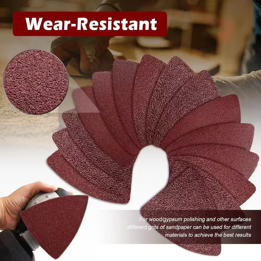 104Pcs Carbon Steel Oscillating Tool Sanding Pads Kit with Triangle and Finger H