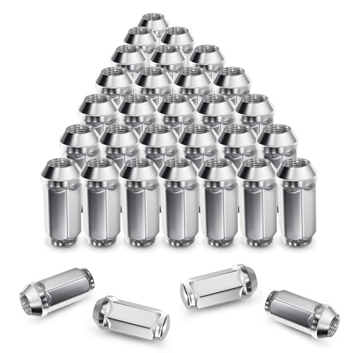 M14x1.5 Chrome Wheel Lug Nuts Set 32 PCS for Chevy Silverado Ram GMC Sierra