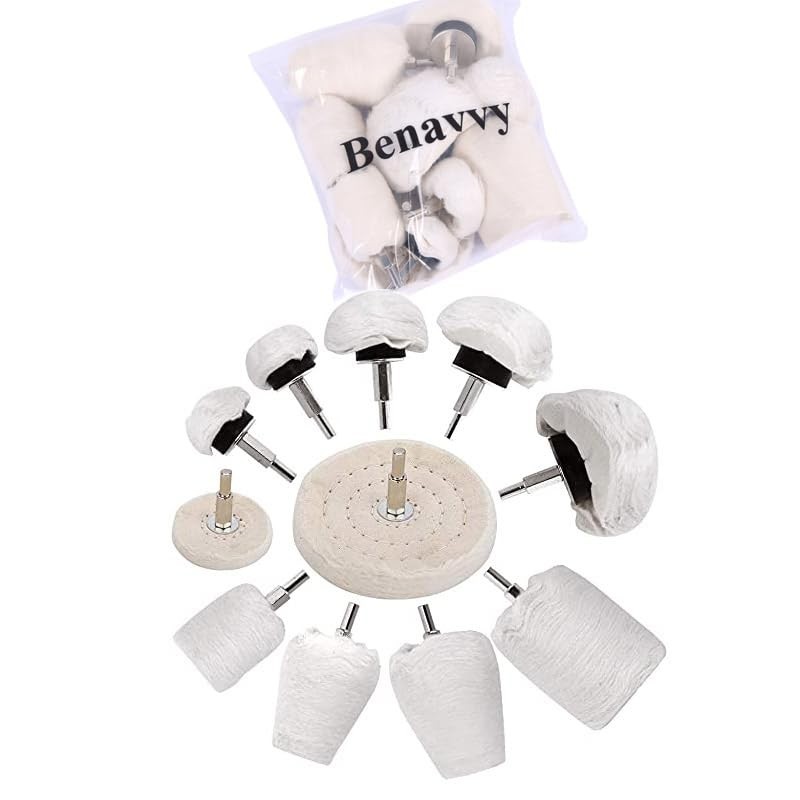 Professional Polishing Wheels for Drill – 11 Piece Cotton Buffing Set