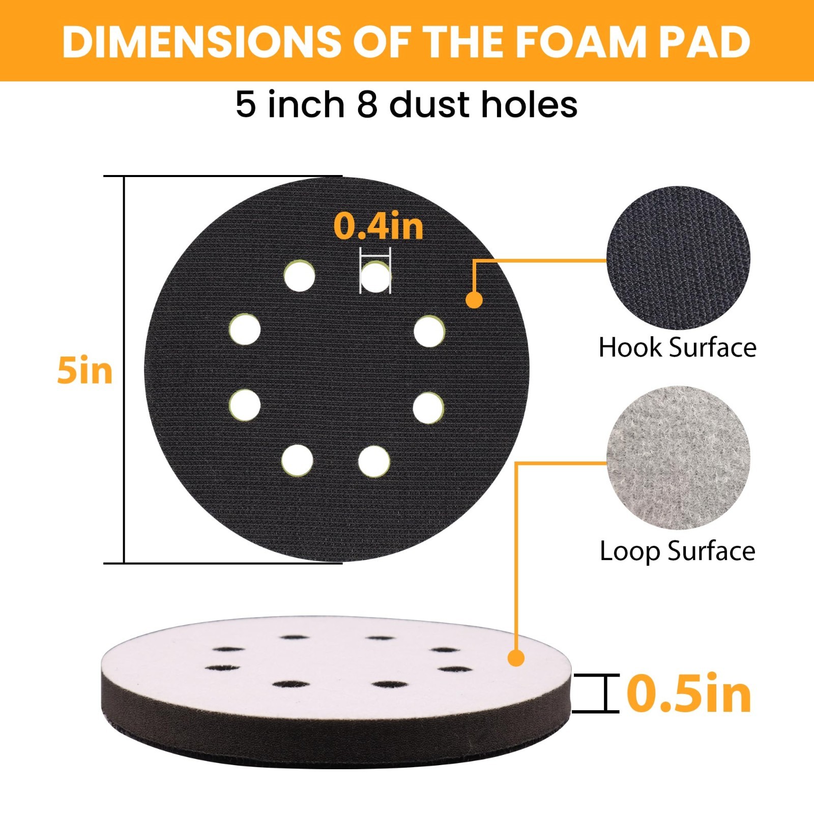 5 Inch Sander Foam Pad Set (4 Pcs) + 5 Inch Ceramic Sanding Discs (40 Pcs) – Hoo