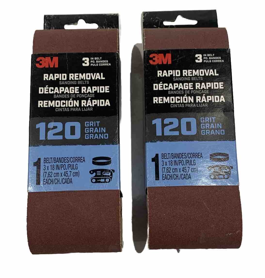 2 NEW 3M 3” X 18” 120 Rapid Removal, SANDER SANDING BELT