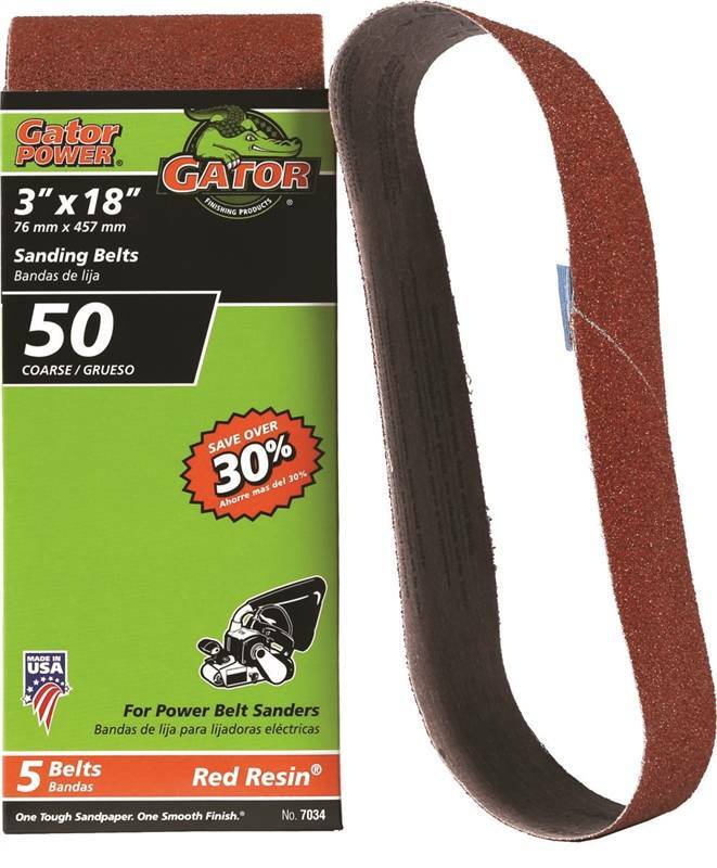 NEW GATOR 7034 PACK (5) 3″ X 18″ 50 GRIT POWER SANDER SANDING BELTS 1558774