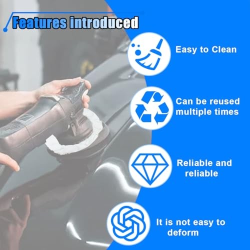 6PCS 7 Inch Car Wool Polishing Pad, Buffing Pad with Drawstring for Car Waxing