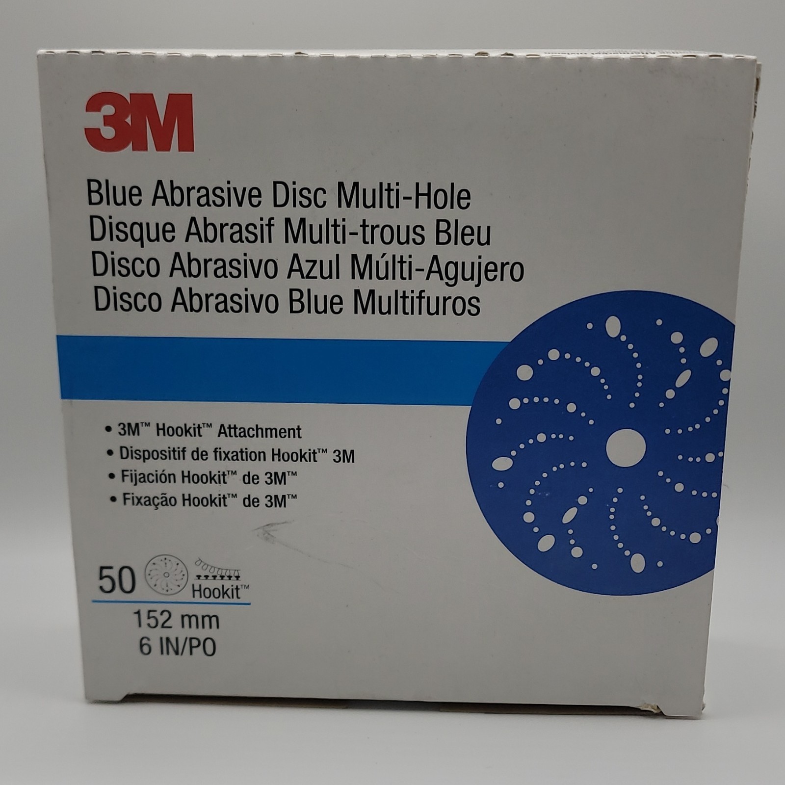 3M Blue 500 Grit Multi-Hole Sanding Disc 36182 152mm 6in Sanding 50 Pack