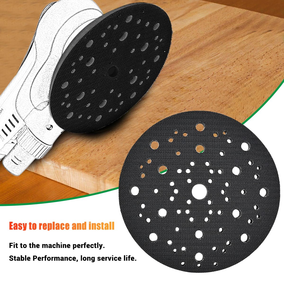 3PCS 150mm Soft Sponge Interface Pad 6 in Dia x 3/8 in THK 70-Hole for Mirka
