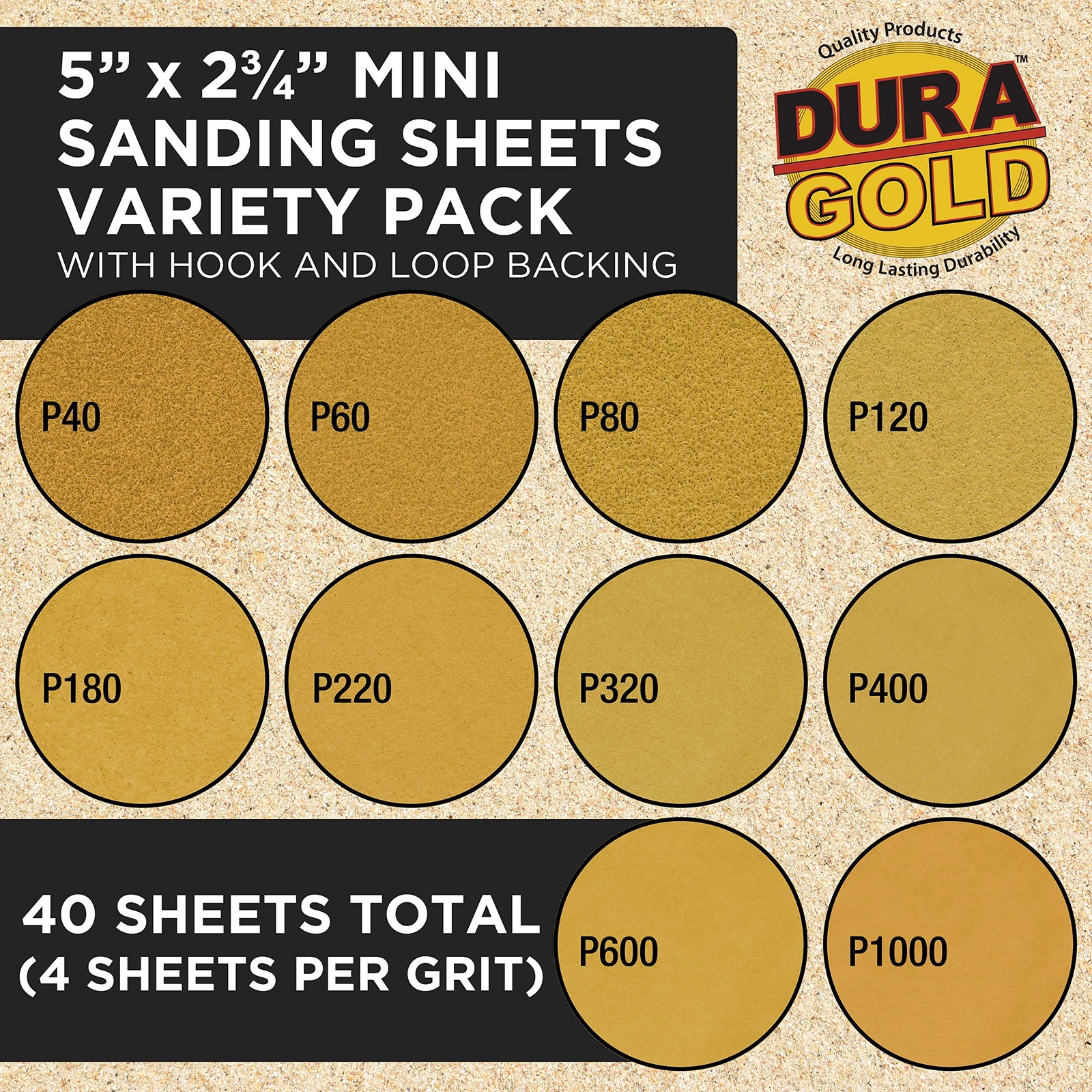 Premium 40, 60, 80, 120, 180, 220, 320, 400, 600, 1000 Grit 5″ x 2.75″ Size G…
