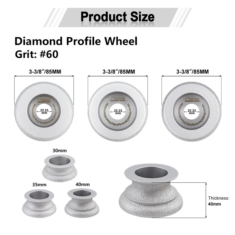 Diamond Vacuum Brazed Grinding Milling Chamfer Bits 3-3/8″ Granite Marble 85mm