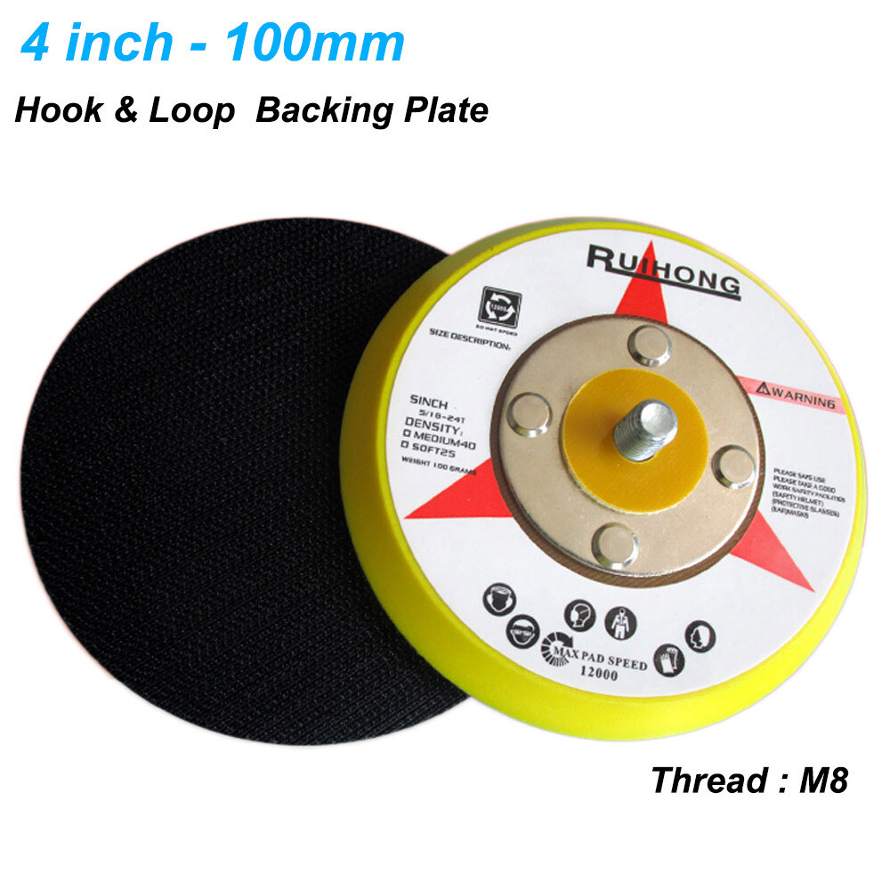100mm Pads Backing Plate 4″ Hook & Loop Thread M8 Buffing Polishing Sanding Disc