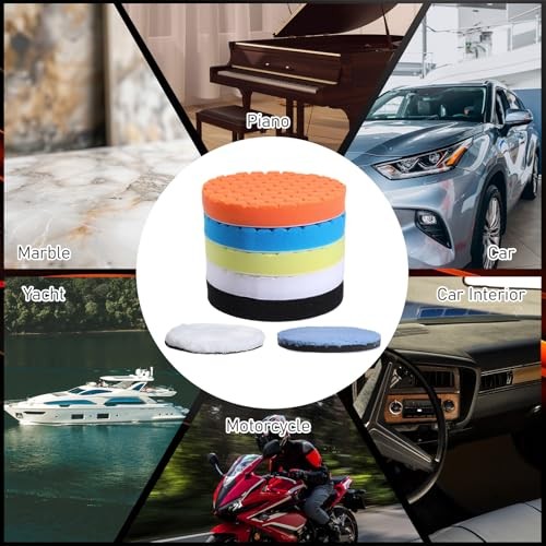 6 Inch Buffing Polishing Pads Kit, 7Pcs 150mm Car Polishing Pads with Wool and