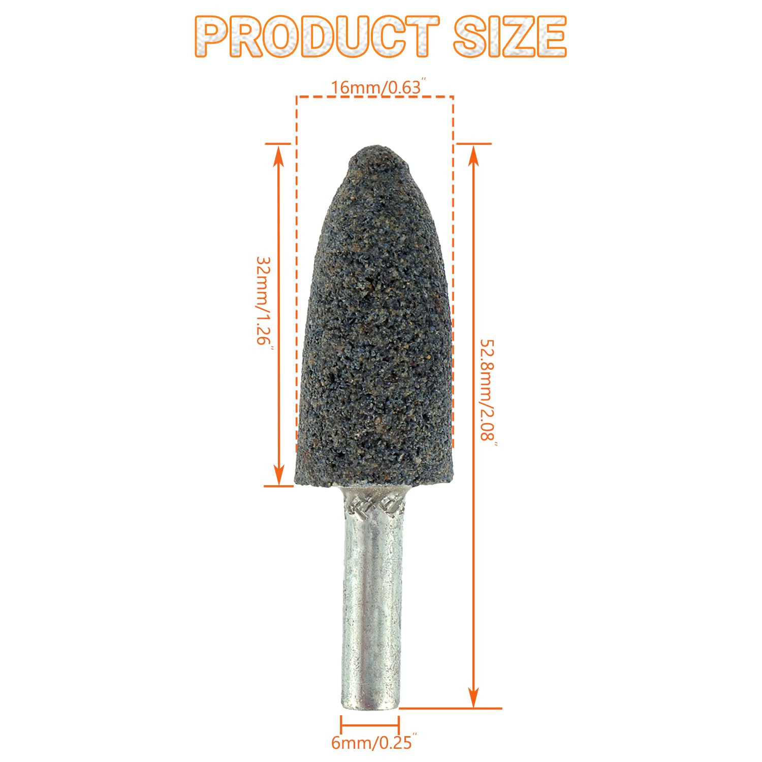 8 Pcs 16 mm Cone Shape Grinding Stone Deburring Ferrous Metals