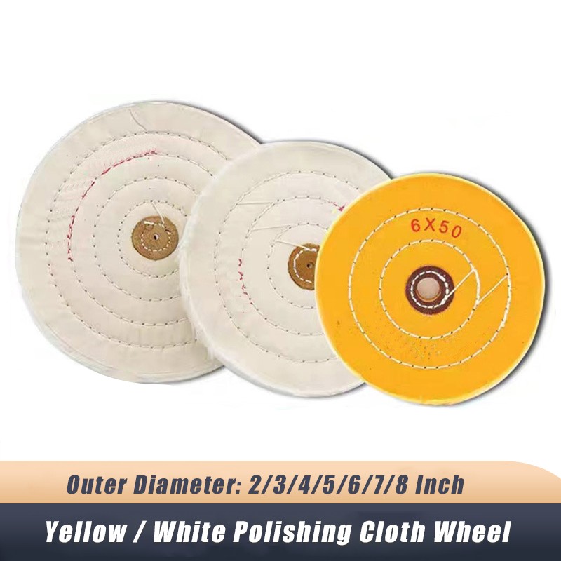 2″-8″ Polishing Cloth Wheel Yellow / White Buffing Wheel Pads Jade Metal