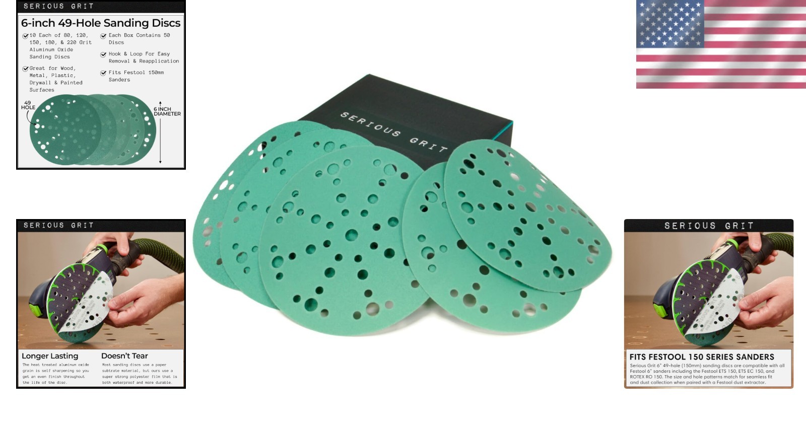 6-Inch 49-Hole Sanding Discs – Mixed Grits 80 to 220 for Festool Sanders