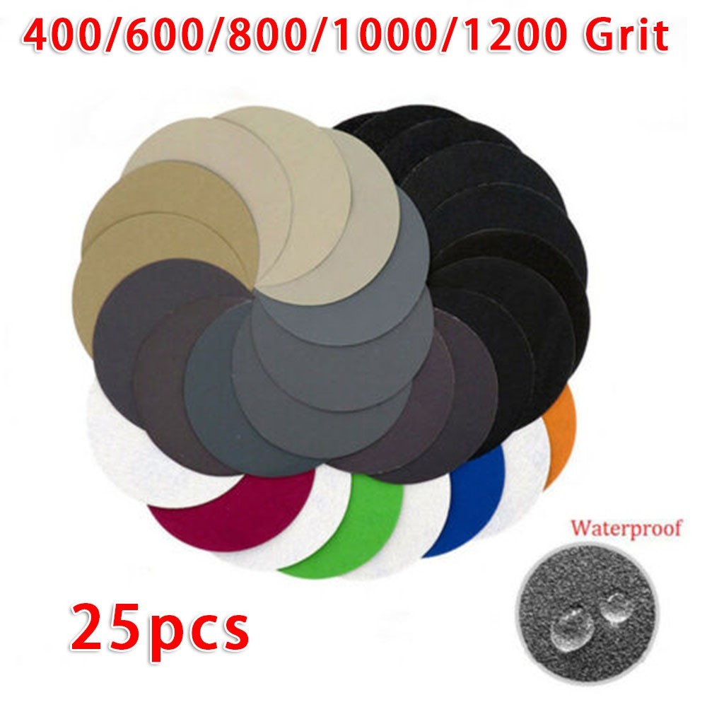 25pcs/set Wet 400 600 800 1000 1200 Grit Sandpaper Sanding Paper Sanding Discs
