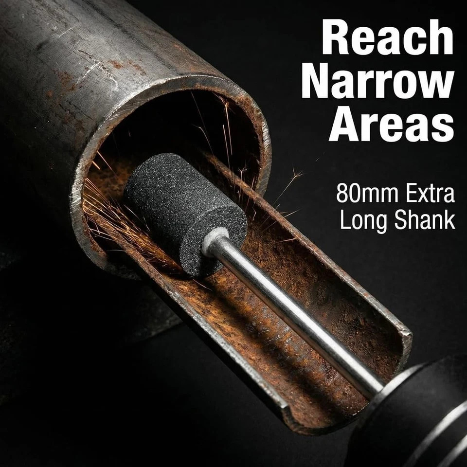 80mm Extra Long Shank Drill Grinding Stone Sets, Extended 1/4″ Shank Aluminum