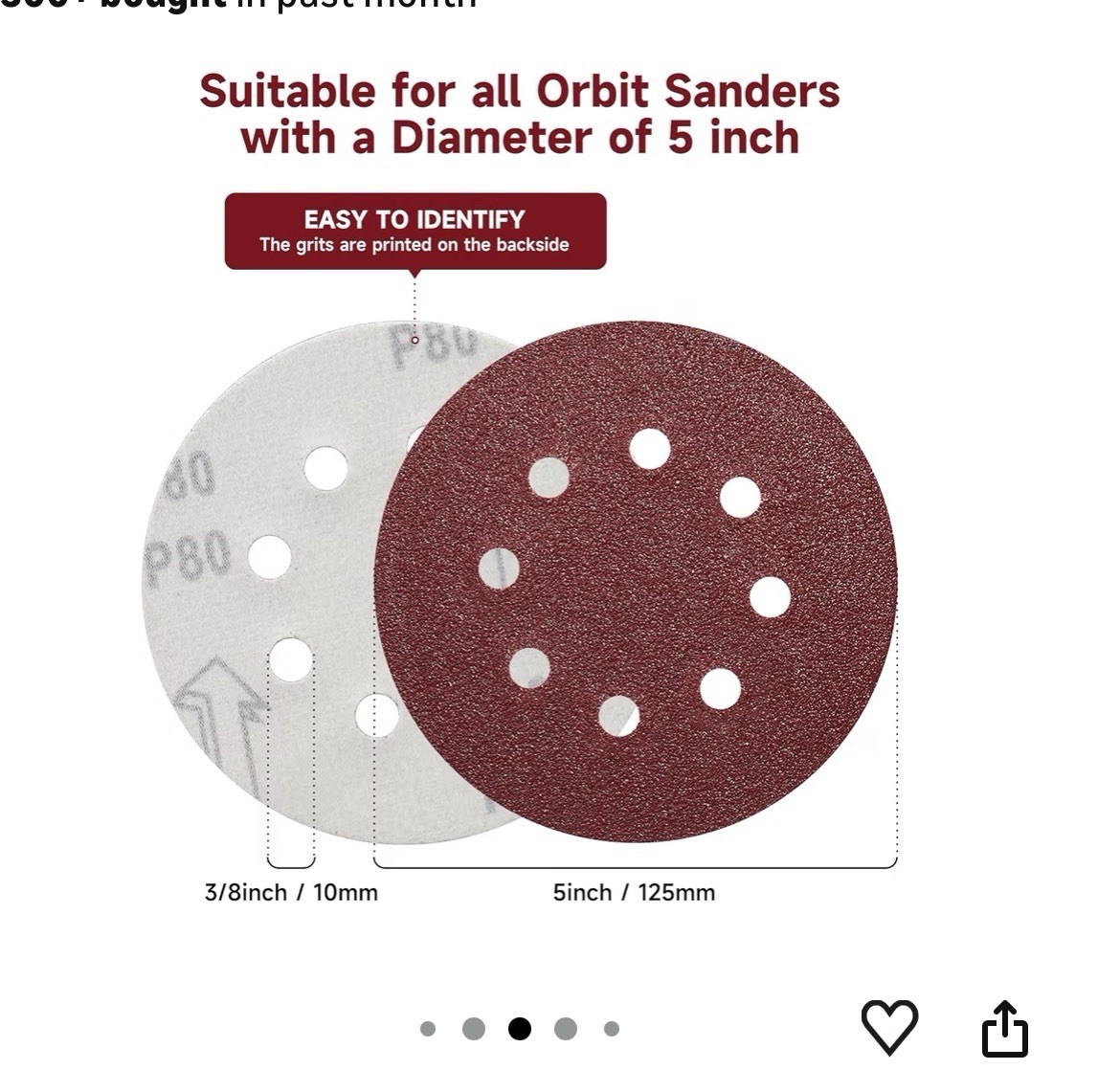 40 60 80 120 240 Grit Sanding Discs 5 inch 8-Hole Hook Loop Orbital Sander Paper