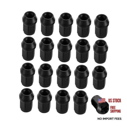 20PCS Carbon Steel Closed-End Wheel Lug Nuts | bulge acorn M1/2-20 Black