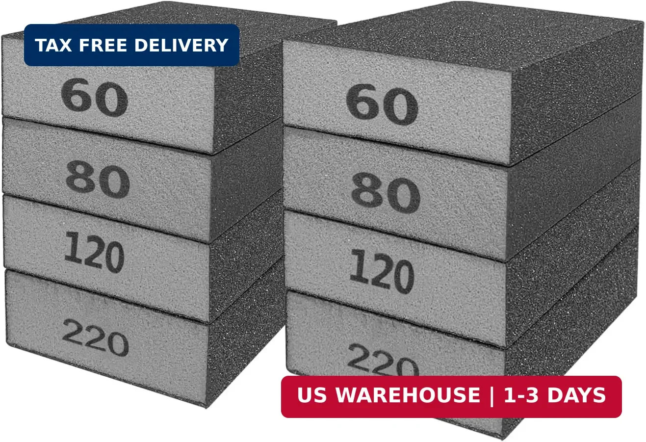 8 Pcs Wet Dry Sanding Sponges, 60/80/120/220 Grit Hand Sandpaper Brick, Sanding