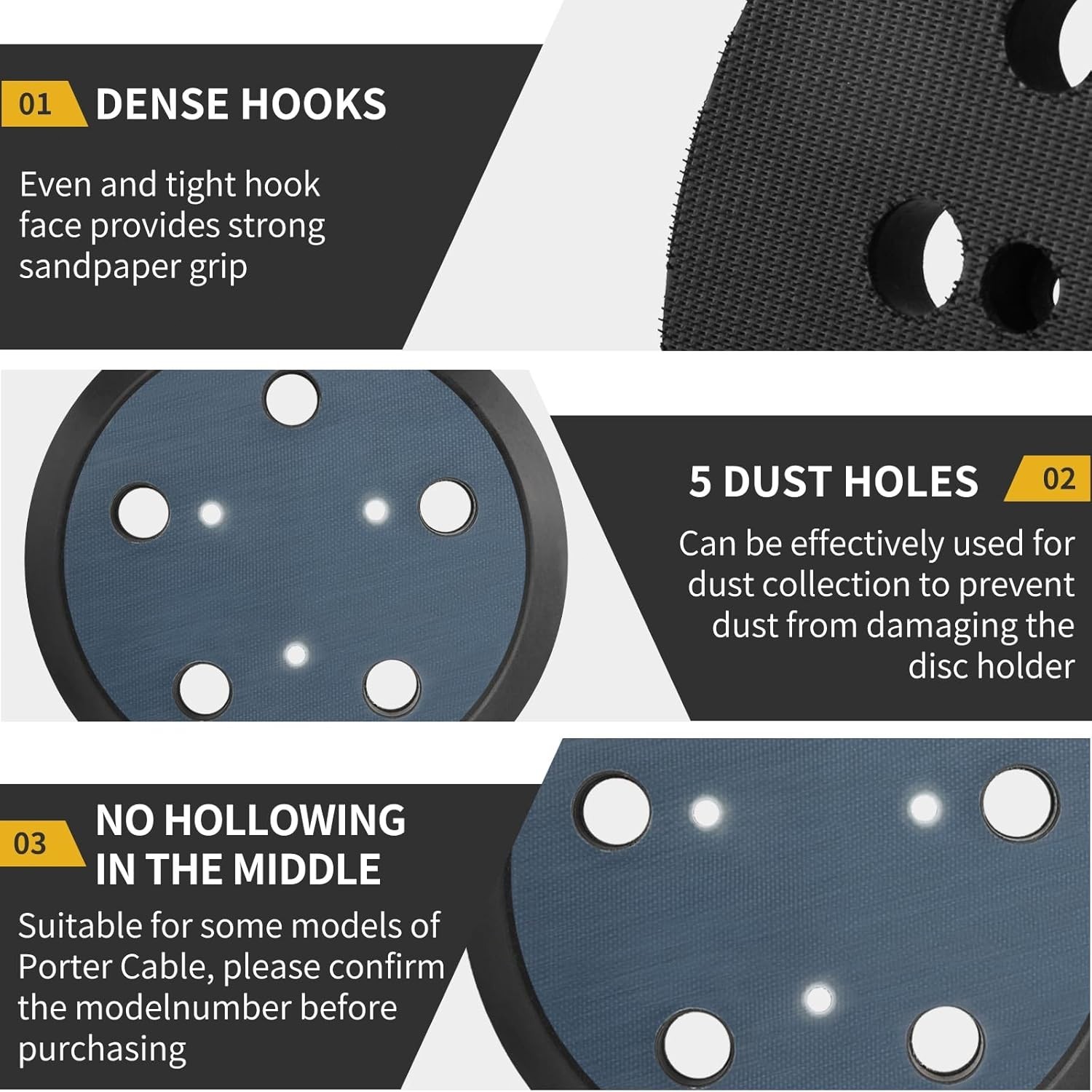Orbital Sander Replacement Pad 5 Inch 2 Pack for Porter Cable Random Orbit Sa…