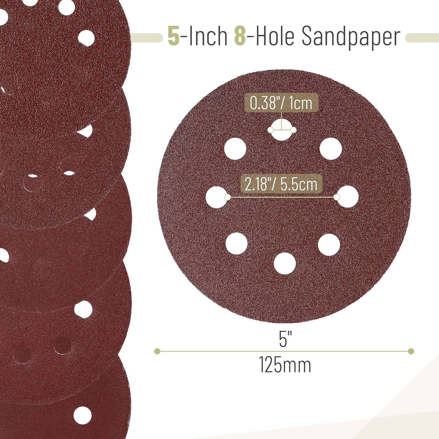 Red Sanding Discs 5 Inch 100 Count Aluminum Oxide Assorted Grits Perfect for DIY