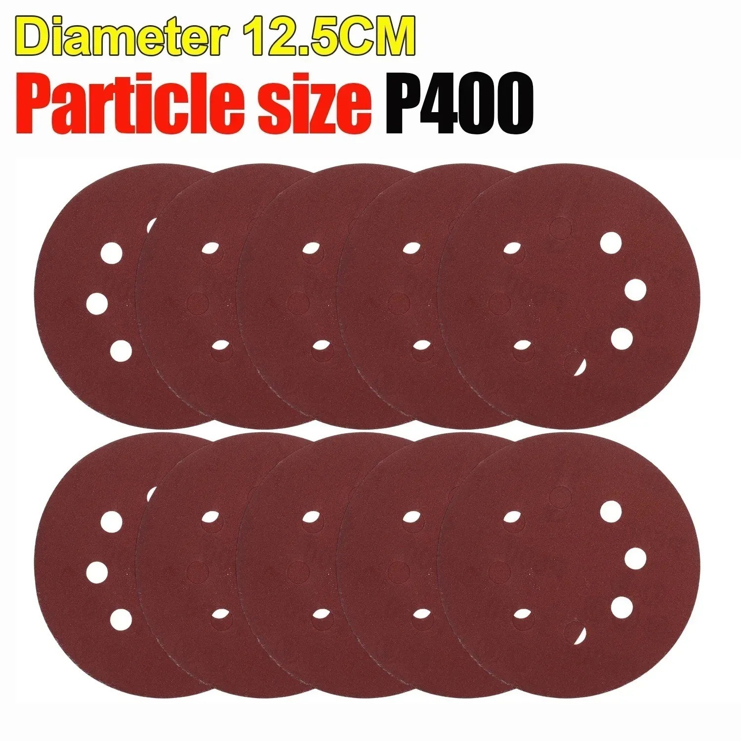 125mm Sanding Discs 8-Hole Red Variety Pack Grit, Hook ,Loop Sandpaper
