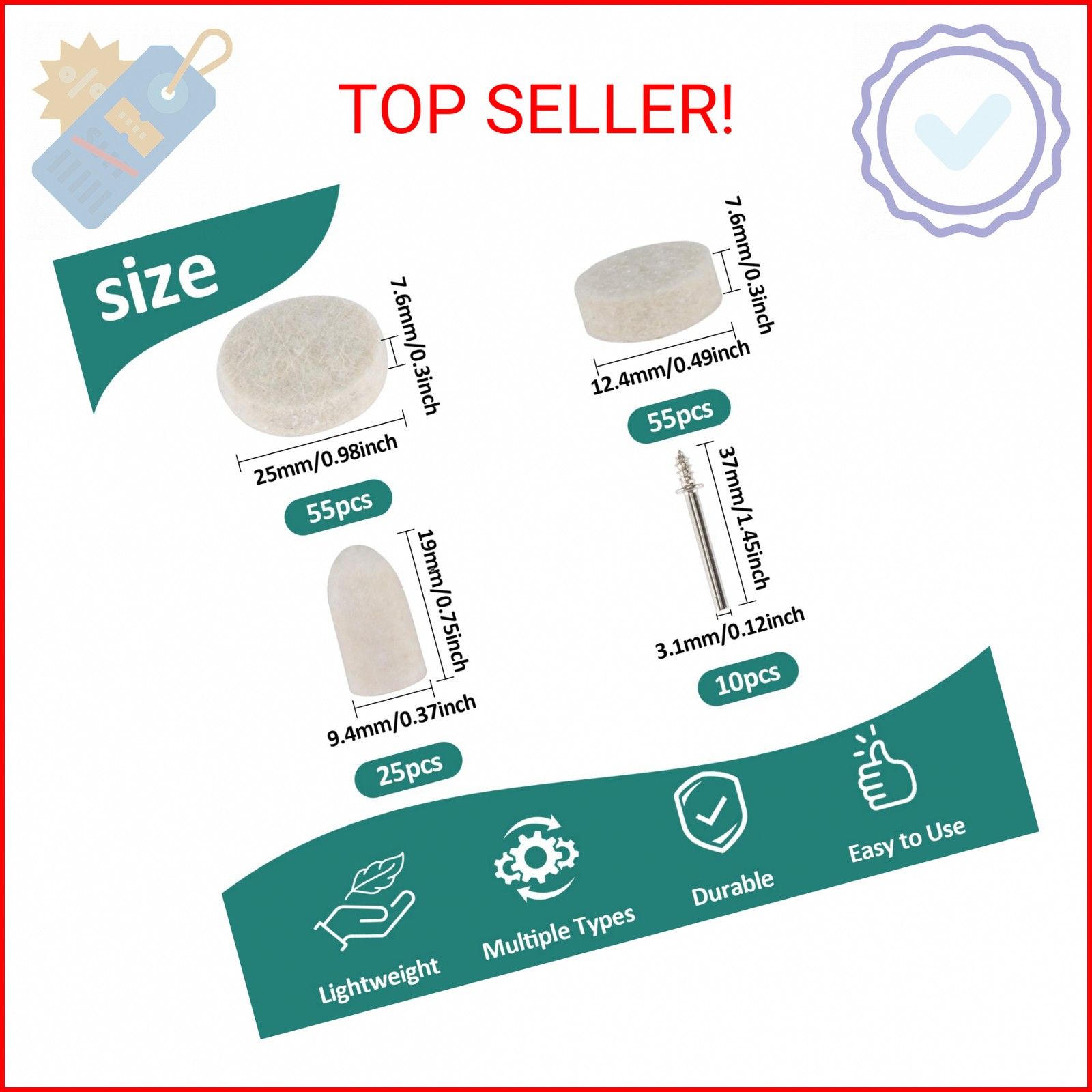 Sukh 145PCS Wool Felt Polishing Pad – Felt Buffing Pad Wool Polishing Bits Buffi