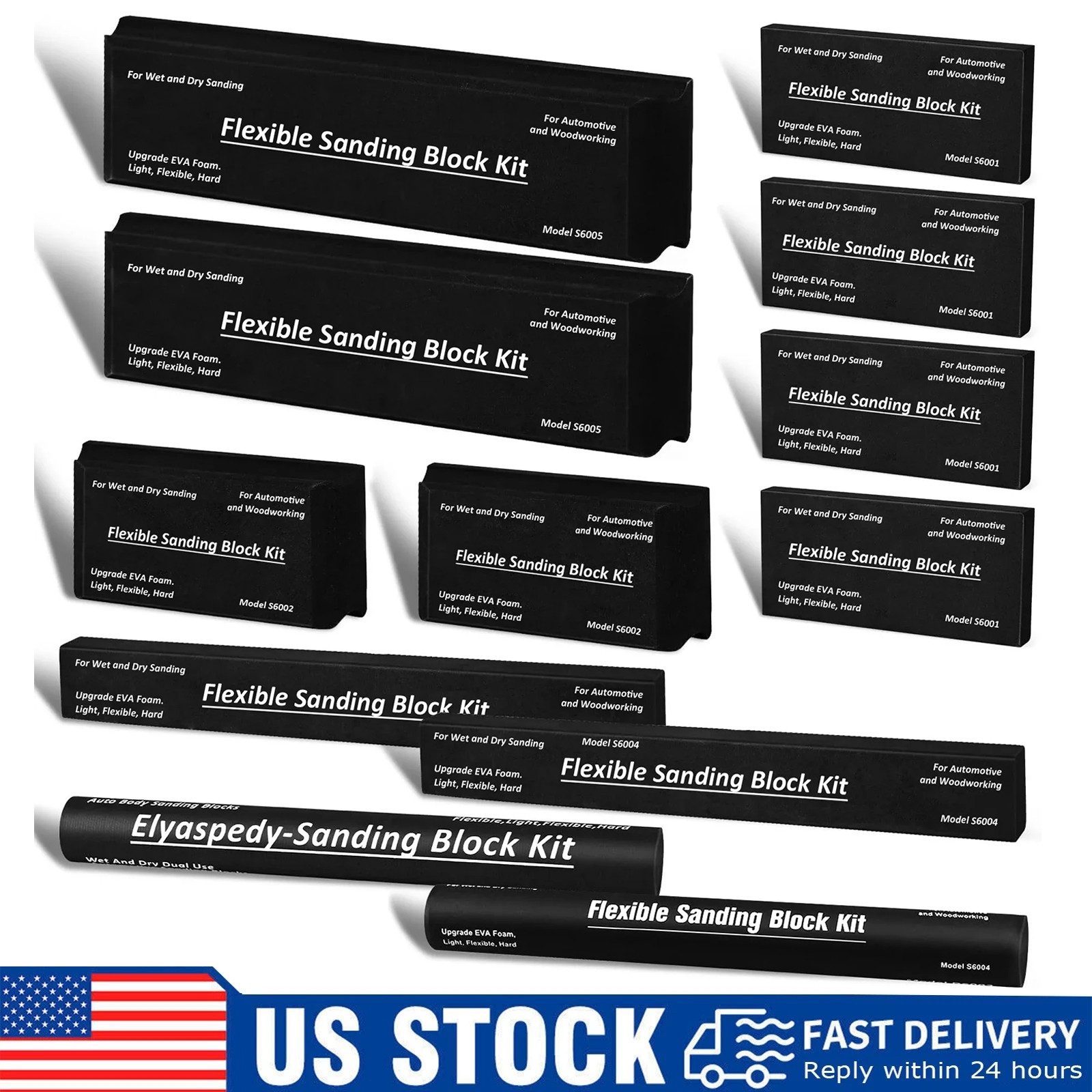 12Pc Sanding Block Kit Flexible EVA Foam Wet or Dry Various Shapes and Sizes NEW