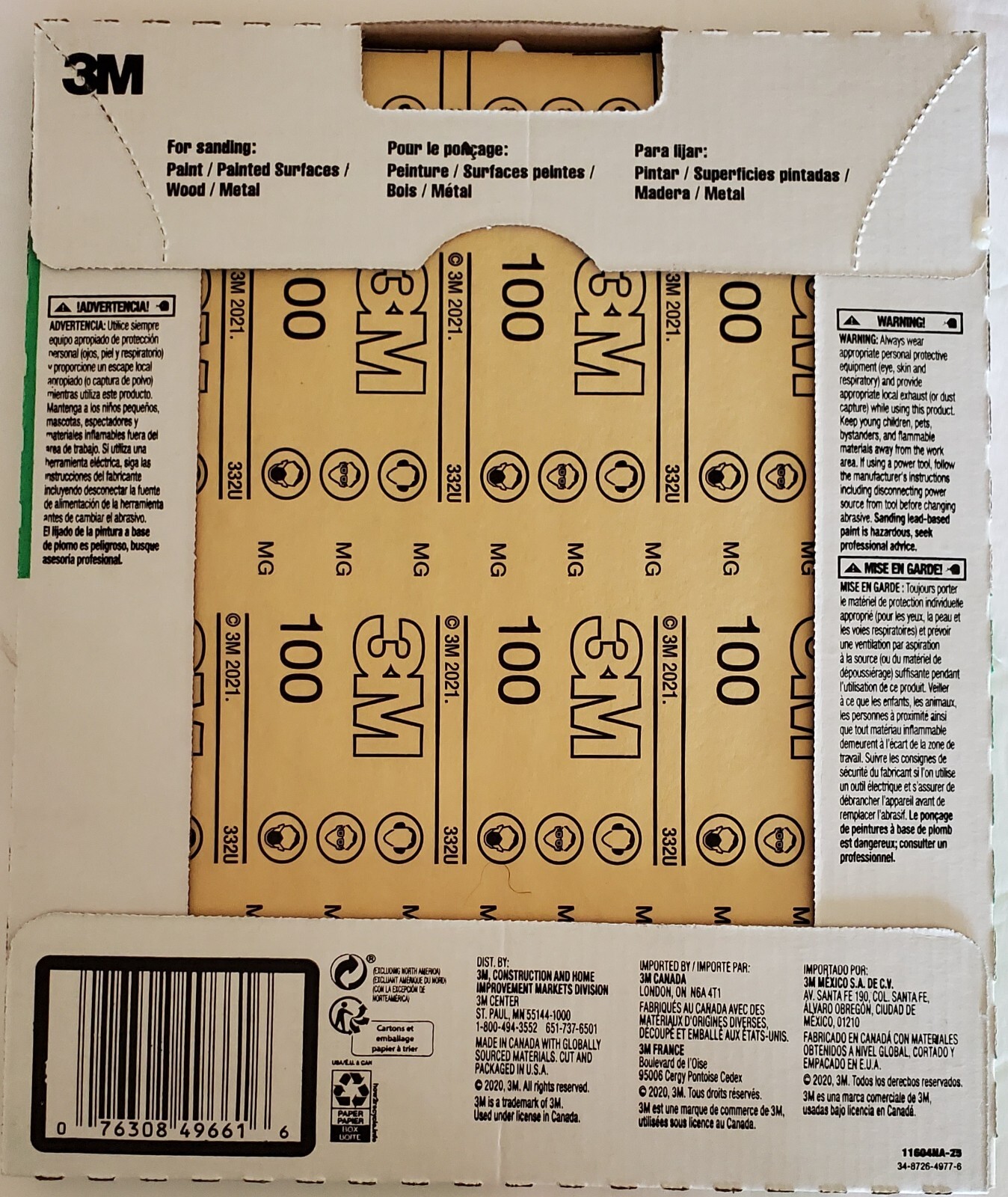 Lot of 3 3M General Purpose 25 Sanding Sheets *100 Medium* 9″ x 11″ #11604NA-25