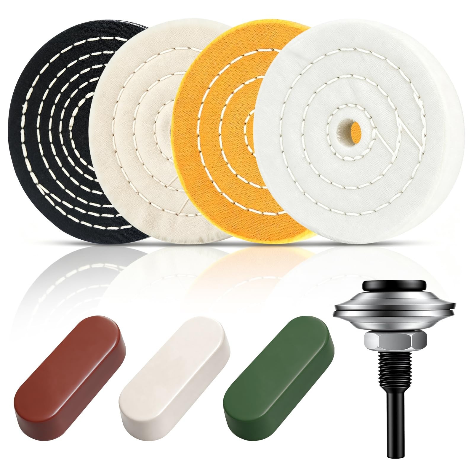 4″ Metal Buffing & Polishing Wheel Kit for Drill – 8PCS with Cotton Wheels & Com