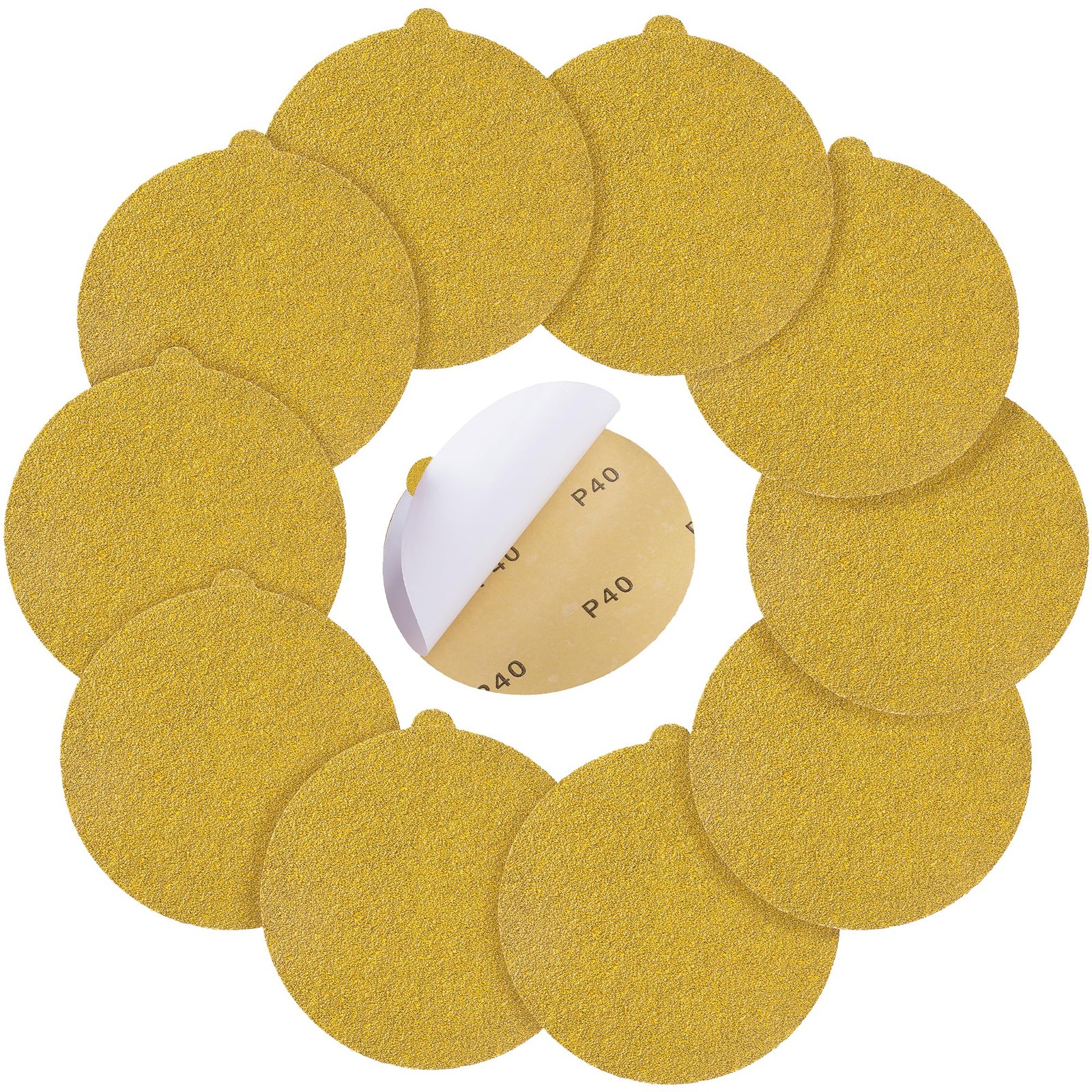 50 PCS 6 Inch PSA Sanding Discs 40 Grit Self Adhesive Sticky-Back Sandpaper f